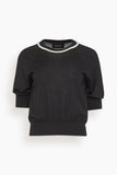 Simone Rocha Puff Sleeve Merino Silk Jumper in Black/Pearl