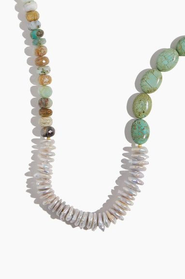 Theodosia Necklaces Asymmetric Pearl and Turquoise Candy Necklace