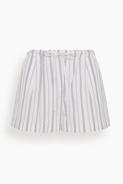 Drawcord Short in White/Navy Stripe