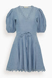Ulla Johnson Camila Short Sleeve Mini Dress in Chambray