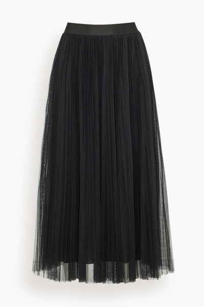Tulle Soleil Plisse Skirt in Noir