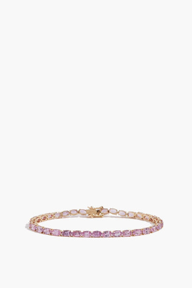 Vintage La Rose Bracelets Pink Sapphire Tennis Bracelet in 14k Yellow Gold