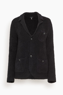 Shrunken Sweater Blazer in Black Boucle