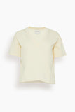 Loulou Studio Tops Faaa V Neck T-Shirt in Rice Ivory