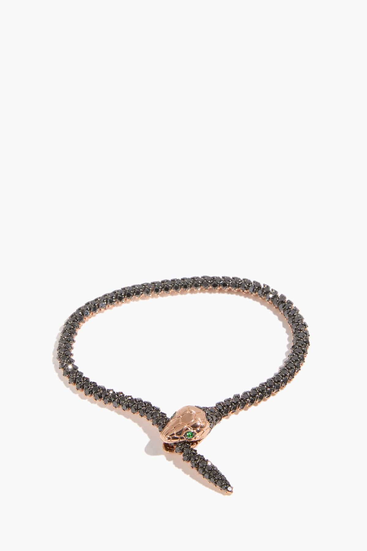Stoned Fine Jewelry Nouveau Black Diamond Serpent Bracelet in 18k Rose Gold