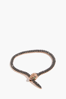 Nouveau Black Diamond Serpent Bracelet in 18k Rose Gold
