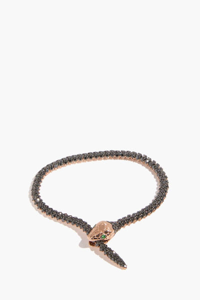 Nouveau Black Diamond Serpent Bracelet in 18k Rose Gold