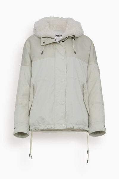 Parka Mix Coat with Lamb Trim in Fog