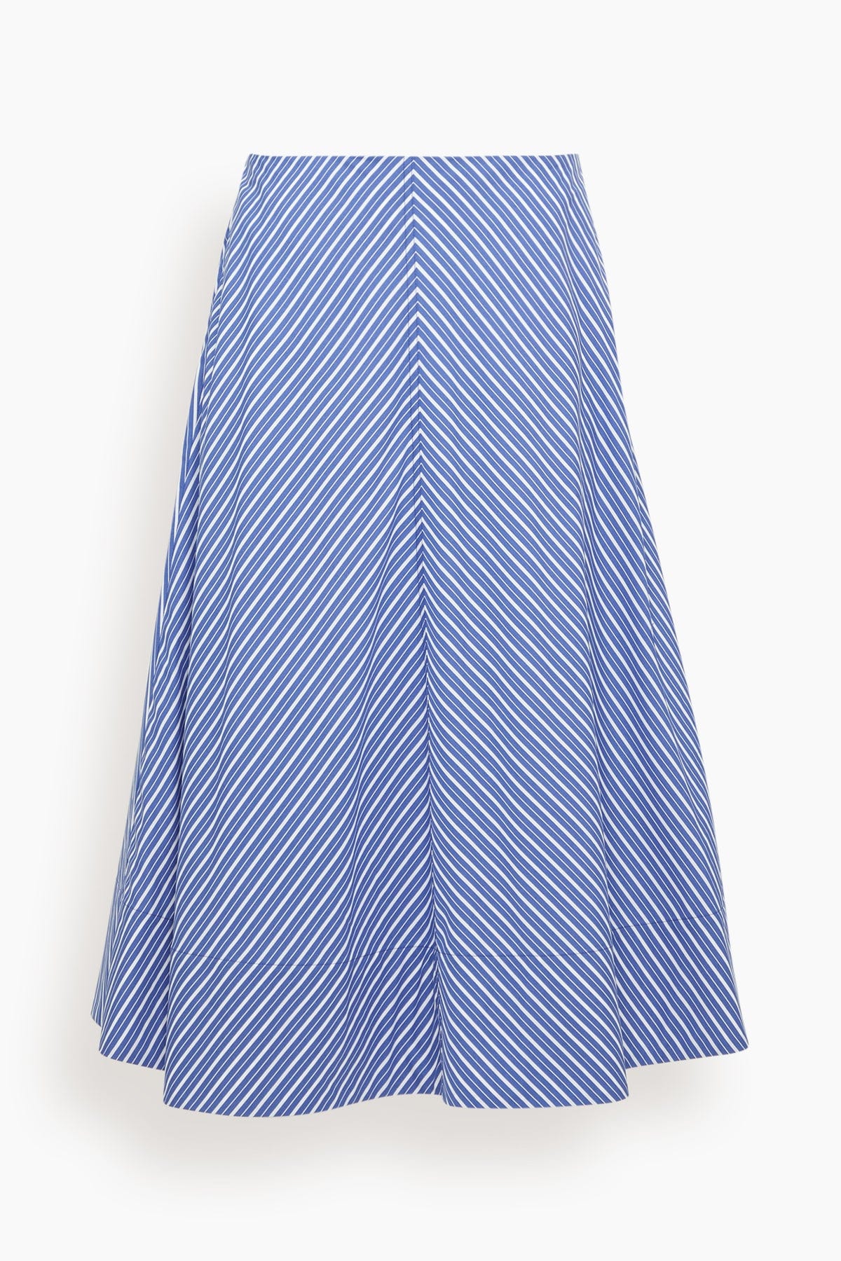 Brandon Maxwell Knox Low Slung Circle Skirt in Navy Stripe