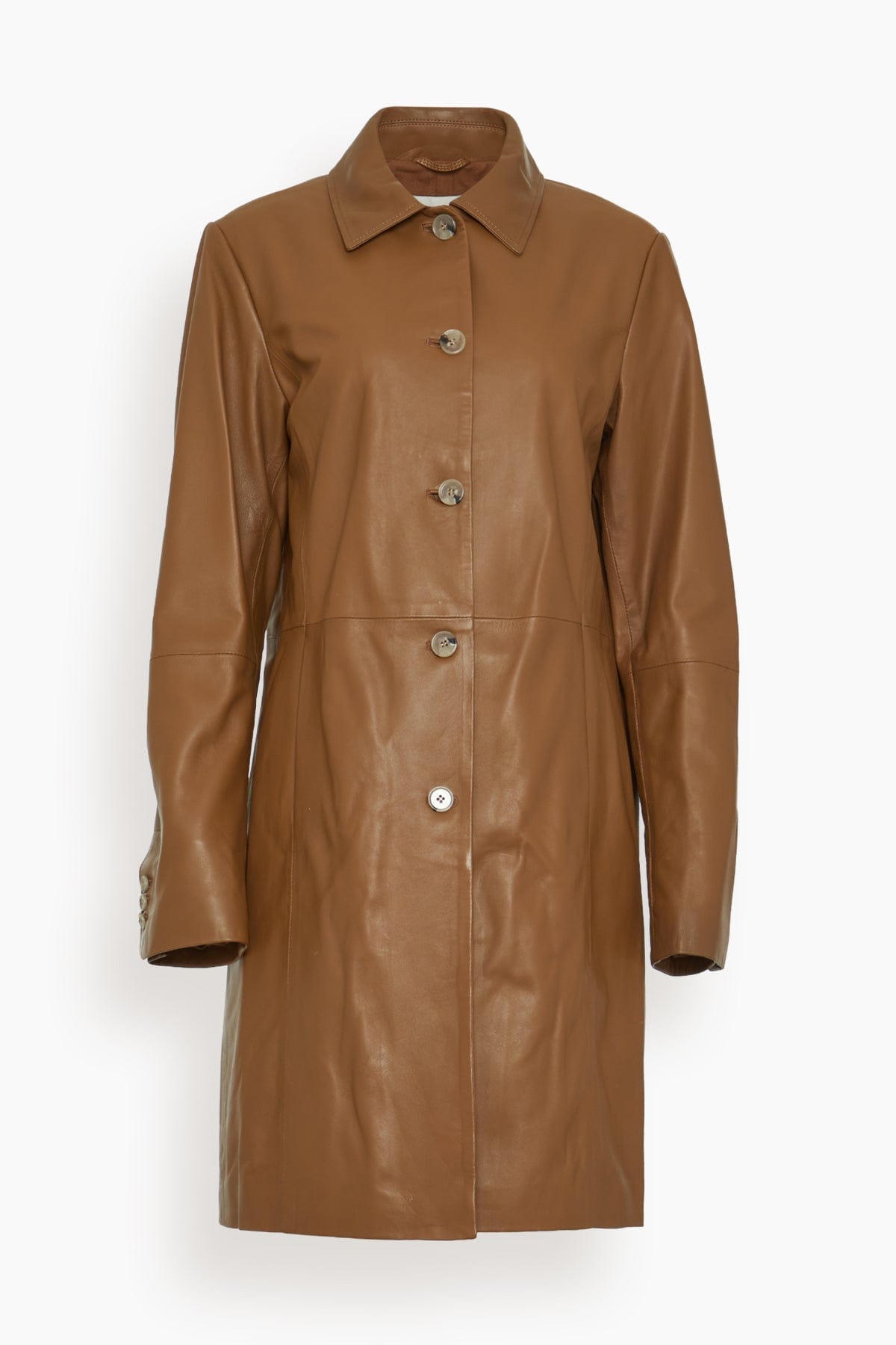 Loulou Studio Jackets Uvon Long Leather Jacket in Brown