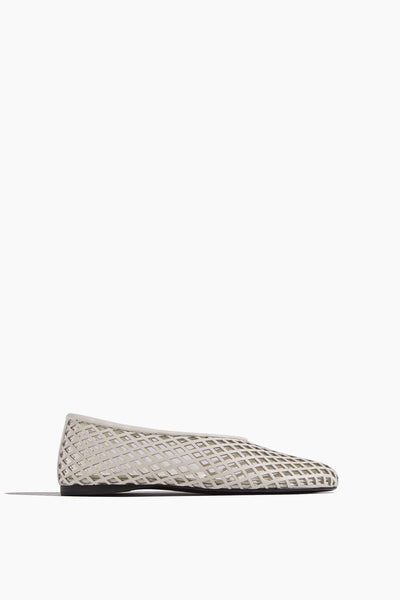 Tee Perforated Ballerina Flats in Ivory