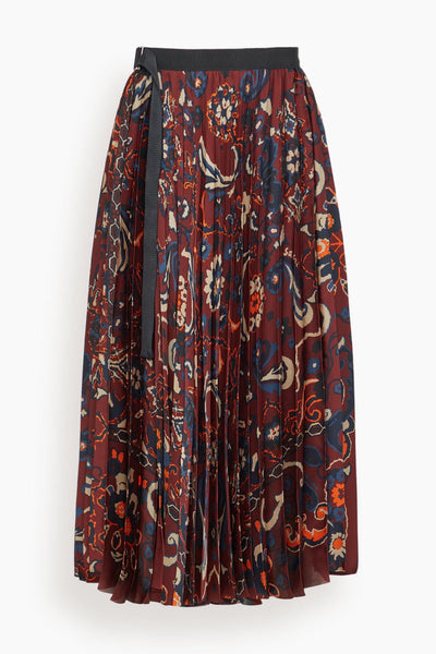Floral Print Skirt in Bordeaux