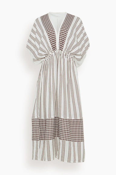 Lemlem Dresses Tigist Plunge Neck Dress in Earth