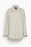 R13 Drop Neck Shirt in White and Black Stripe