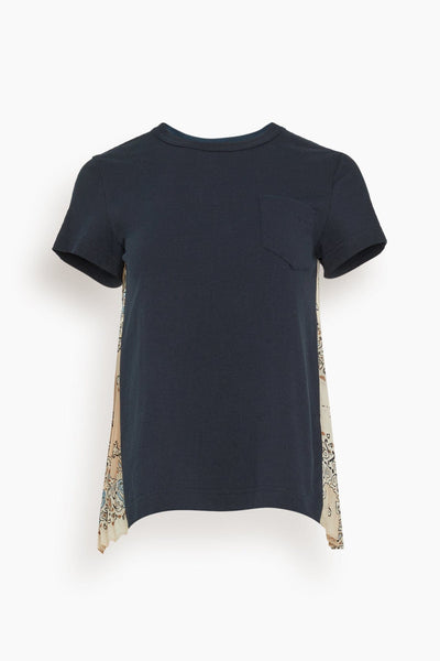Bandana Print T-Shirt in Dark Navy/Beige