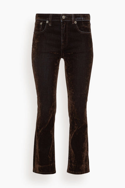 Kick Fit Jean in Flocked Brown