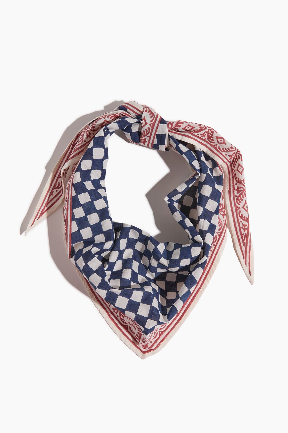 Toast Block Print Cook Check Bandana in Provencal Blue