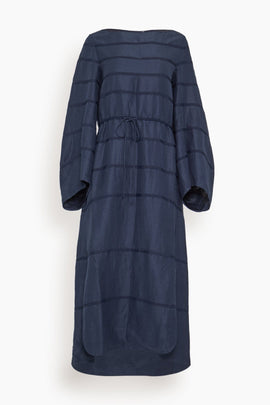 Ribbon Caftan Dress in Navy
