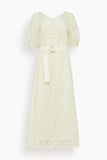 Sea Casual Dresses Lumi Eyelet Short Sleeve Ruched Dress in Cream SEA Lumi Eyelet Short Sleeve Ruched Dress in Cream