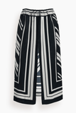 Brandon Maxwell The Jameson Twill Drawstring Skirt in Black/White Stripe