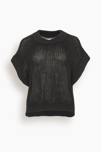 Oliva Linen Vest in Black
