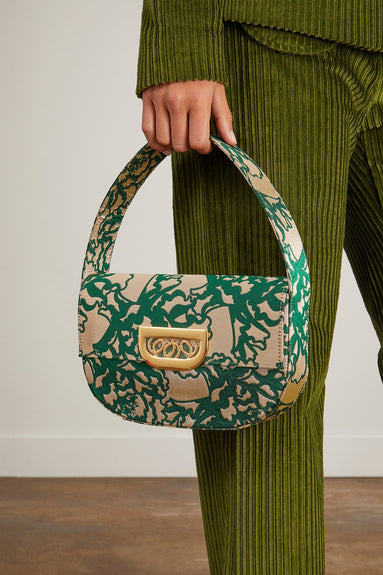 Destree Top Handle Bags Martin M Jewel Jacquard Handbag in Beige/Forest Destree Martin M Jewel Jacquard Handbag in Beige/Forest