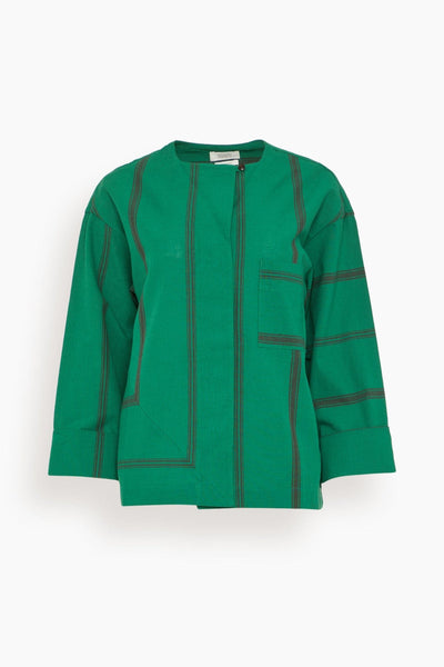 Tea Towel Stripe Long Sleeve Top in Sea Green