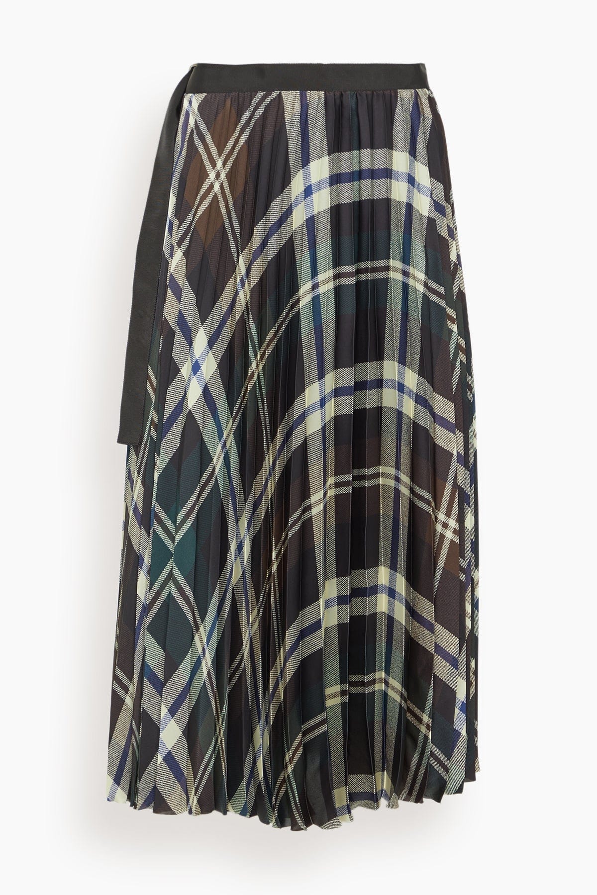 【sacai】Plaid Pleated Skirt Plaid Print Skirt in Green x Brown – Hampden Clothing