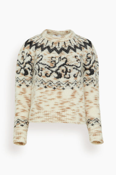 Tanya Taylor Sweaters Duke Fair Isle Knit Top in Cream/Taupe/Black Multi Tanya Taylor Duke Fair Isle Knit Top in Cream/Taupe/Black Multi