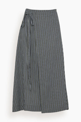 Georgie Skirt in Striped Black/Pistachio Multi