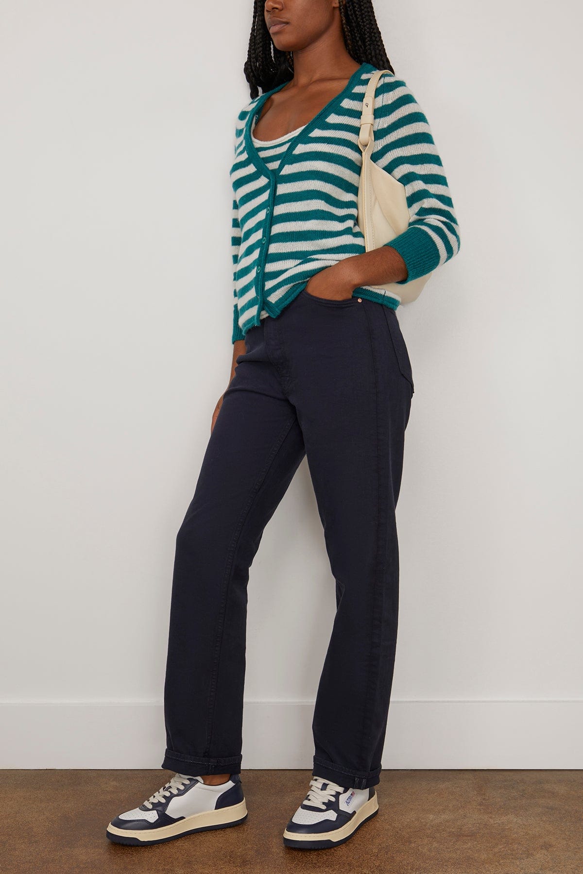 Dorothee Schumacher Sweaters Fresh Stripes Twinset in Green and White Mix Dorothee Schumacher Fresh Stripes Twinset in Green and White Mix