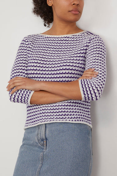 Dorothee Schumacher Sweaters Playful Softness Pullover in Purple Blue White Mix Dorothee Schumacher Playful Softness Pullover in Purple Blue White Mix
