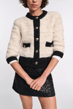 Dorothee Schumacher Delightful Sparkle Cardigan in Creme Black Framed