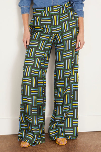 Dorothee Schumacher Pants Graphic Drapes Pant in Weave Mix Blue Green Graphic Drapes Pant in Weave Mix Blue Green