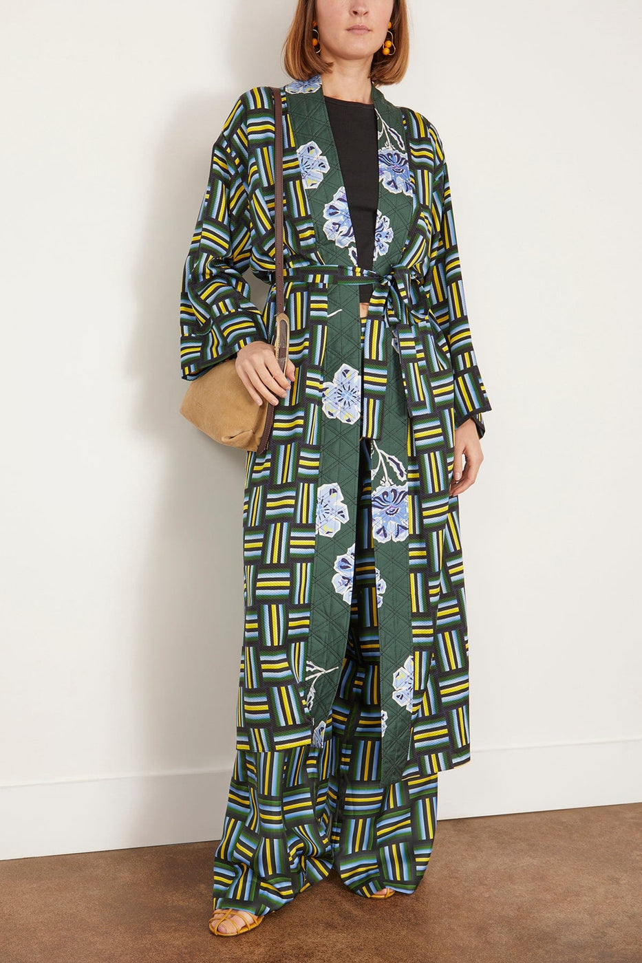 Dorothee Schumacher Coats Graphic Patch Coat in Weave Mix Blue Green Graphic Patch Coat in Weave Mix Blue Green