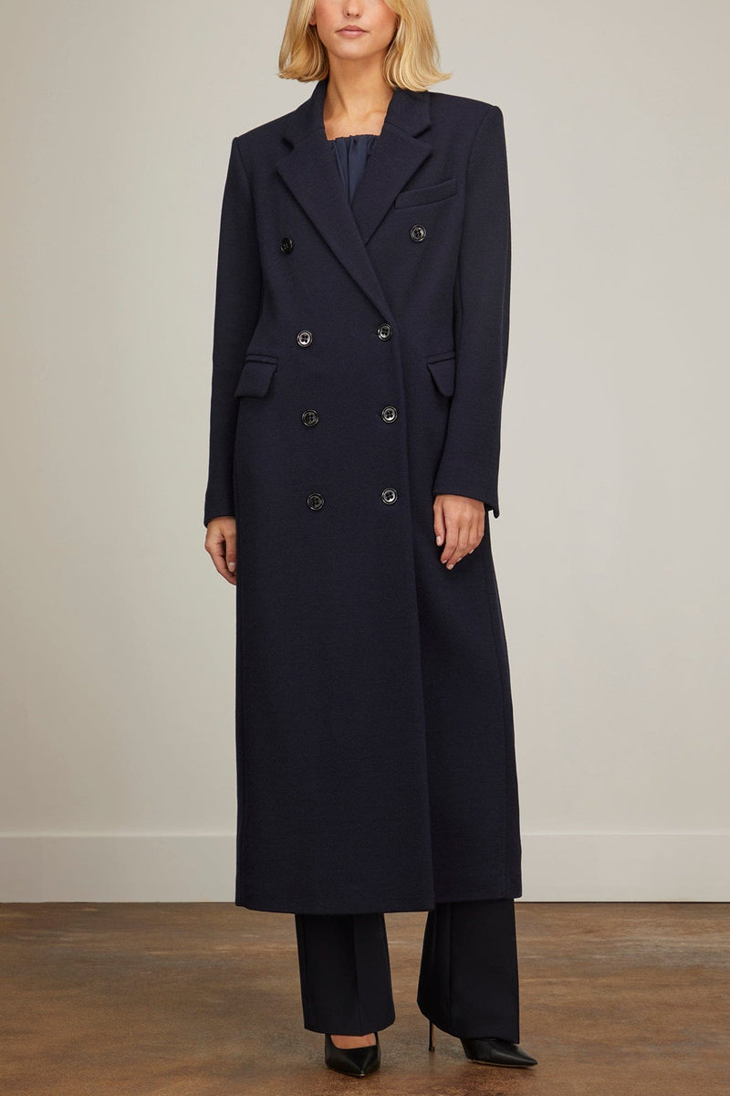 Double G embroidery wool coat in black
