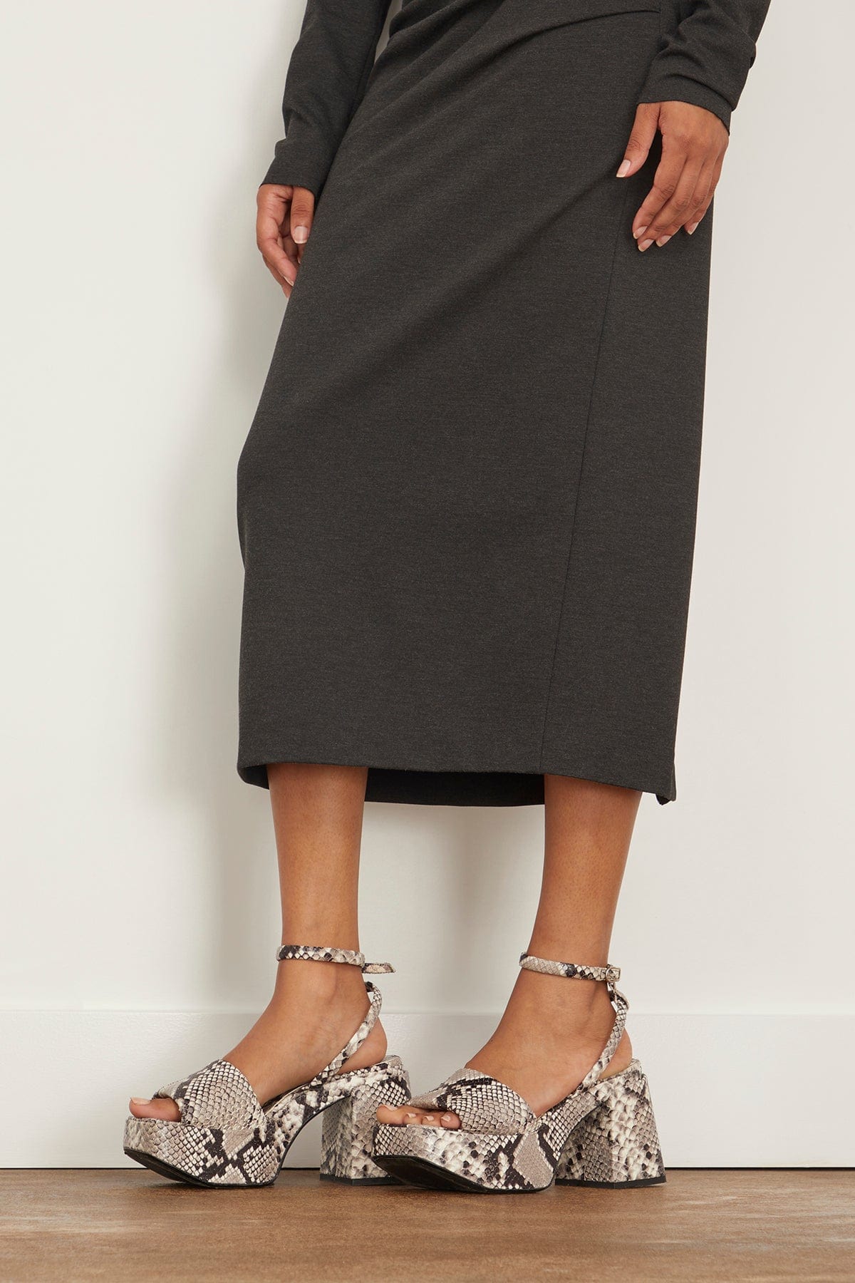 Dorothee Schumacher Platforms Exotic Coolness Plato Sandal in Grey Snake Mix Dorothee Schumacher Exotic Coolness Plato Sandal in Grey Snake Mix
