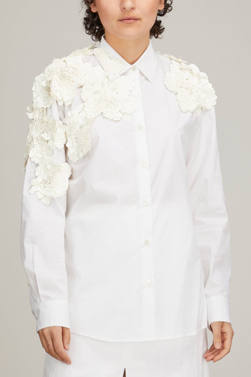 Dries Van Noten Clavelly Embroidered Shirt in White – Hampden Clothing