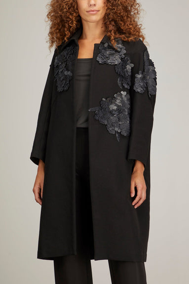 Dries Van Noten Coats Rami Embroidered Coat in Black