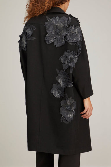 Dries Van Noten Coats Rami Embroidered Coat in Black
