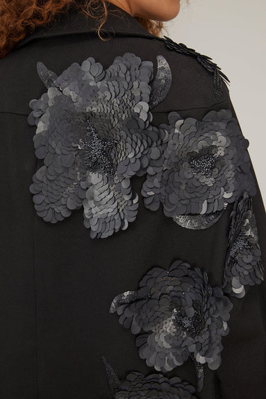 Dries Van Noten Coats Rami Embroidered Coat in Black