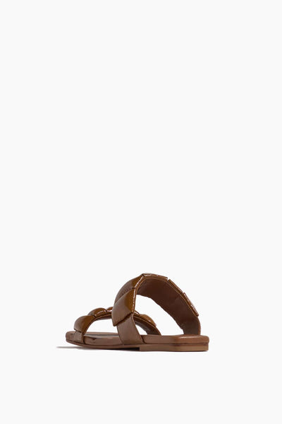 Dries Van Noten Strappy Flat Sandals Puffy Patent Leather Sandal in Tan Dries Van Noten Puffy Patent Leather Sandal in Tan