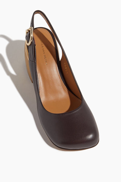 Dries Van Noten Pumps Sling Back Pump with Gold Heel in Bordeaux