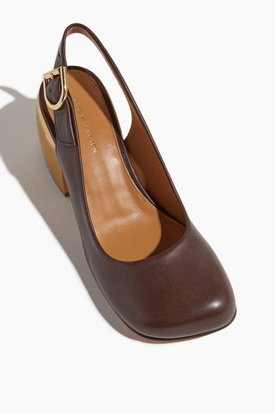 Dries Van Noten Pumps Sling Back Pump with Gold Heel in Brown Dries Van Noten Sling Back Pump with Gold Heel in Brown