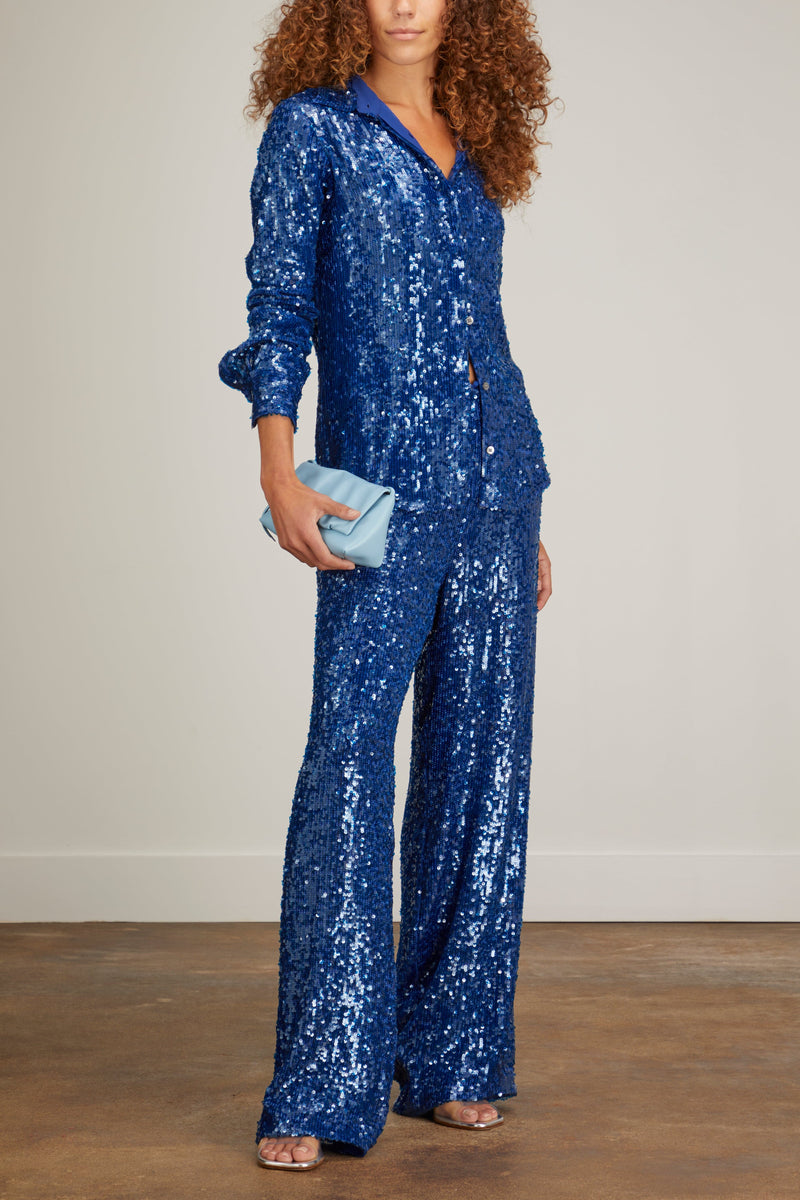 Dries Van Noten Puvis Long Embroidered Pant in Blue – Hampden Clothing