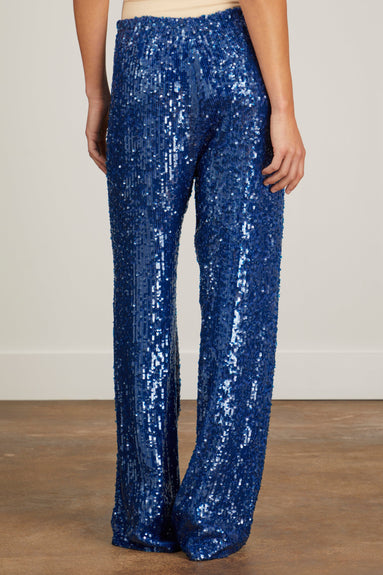Dries Van Noten Pants Puvis Long Embroidered Pant in Blue Dries Van Noten Puvis Long Embroidered Pant in Blue