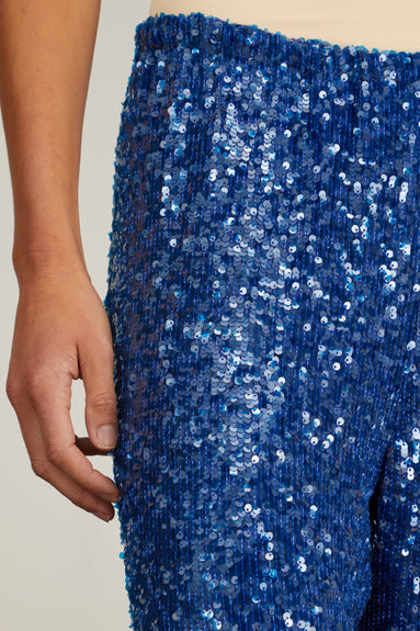 Dries Van Noten Pants Puvis Long Embroidered Pant in Blue Dries Van Noten Puvis Long Embroidered Pant in Blue