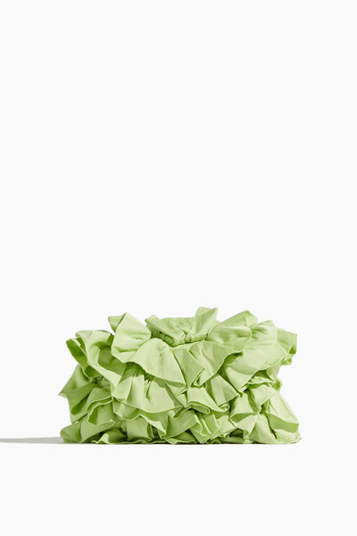 Small Ruffle Flap Clutch Bag in Mint