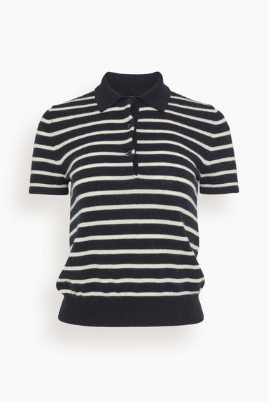 Nili Lotan Tops Leanne Polo in Dark Navy/Ivory Stripe Nili Lotan Leanne Polo in Dark Navy/Ivory Stripe