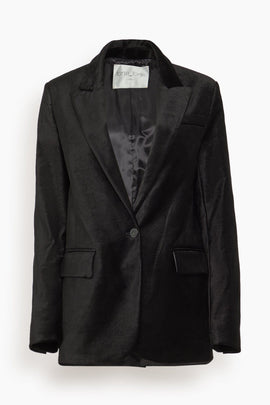 Stretch Velvet Masculine Jacket in Noir
